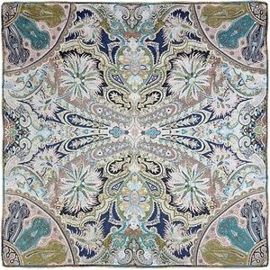 Wyoming Traders Wild Rag Sage White Paisley 100% Silk Western Scarf 34.5"
